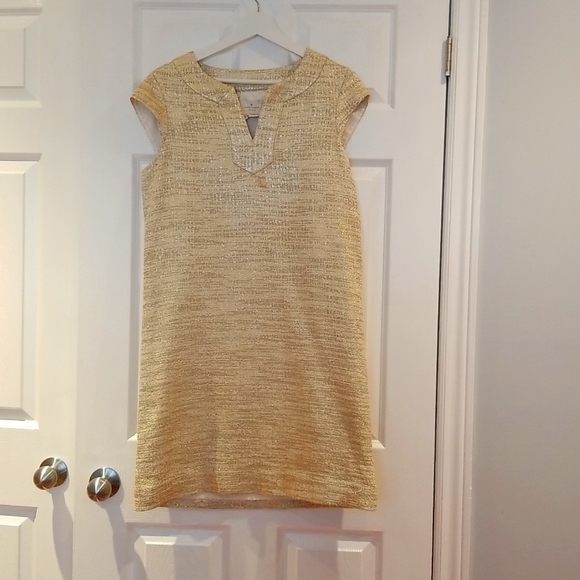 Kate spade shift dress mettallic tweed fabric  little stain in front - Picture 1 of 4